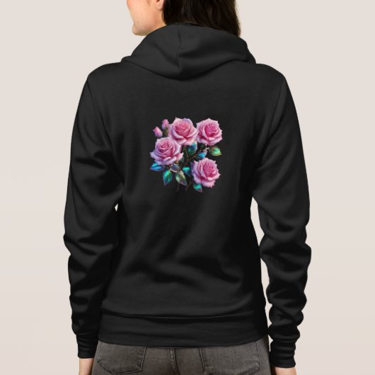 Veste À Capuche Roses Holographiques Iridescents sur tiges (Dos)