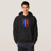 Veste À Capuche Rouge et Bleu, il faut que ce soit (Devant entier)