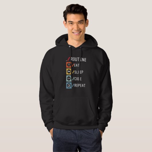 Veste À Capuche Routine Manger Dormir Code Répéter Codeur Logiciel (Devant entier)