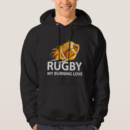 Veste À Capuche Rugby Mon amour brûlant (Devant)