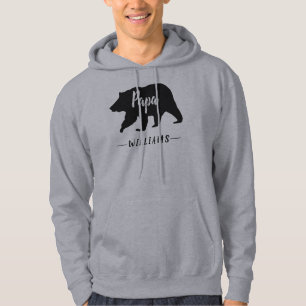 Veste À Capuche Russe Papa Bear Grey Nom du monogramme noir