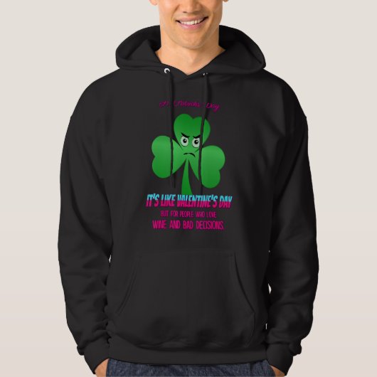Veste À Capuche Saint Patrick, qui aime le vin Sarcasme Pun (Devant)