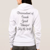 Salem Witch Descendants Bridget Bishop Zip-Up Hood