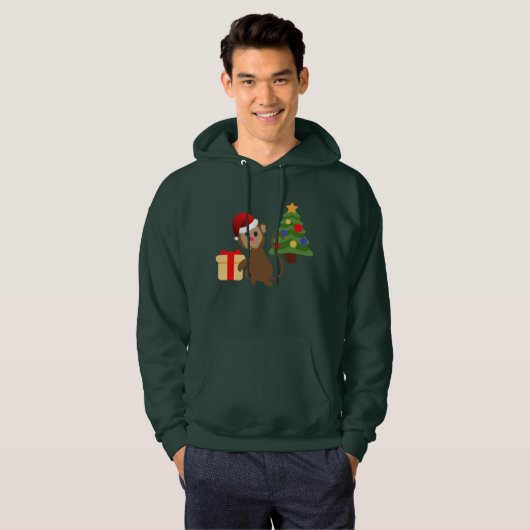 Veste À Capuche santa claus monkey emoji mens sweatshirt capoté (Devant entier)