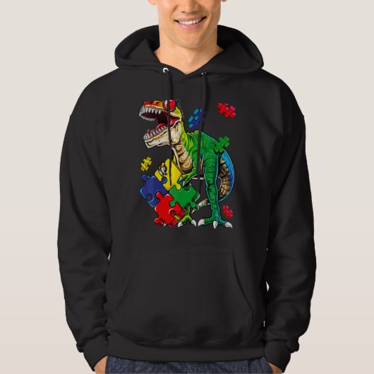 Veste À Capuche Saurus Dinosaur Saurus Sensibilisation sur l'autis (Devant)