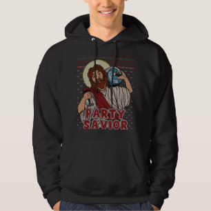 Veste À Capuche Sauveur du Parti Jésus Christ Père Noël Bière laid