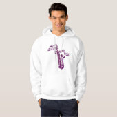 Veste À Capuche Saxophone et notes violet cool -T-shirt (Devant entier)