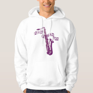 Veste À Capuche Saxophone et notes violet cool -T-shirt