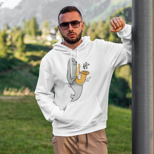 Veste À Capuche Sceau Jouer Le Saxophone