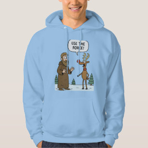 Veste À Capuche Scène hivernale d'un moine vêtu et d'un renne