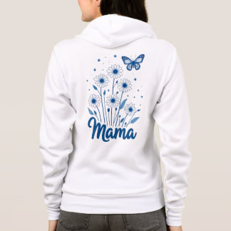Veste À Capuche Script de maman florale avec papillon bleu