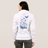 Veste À Capuche Script de maman florale avec papillon bleu (Dos entier)
