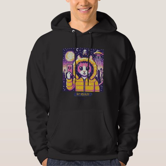 Veste À Capuche Selfie OVNI de chat : Pixel Art #22 (Devant)