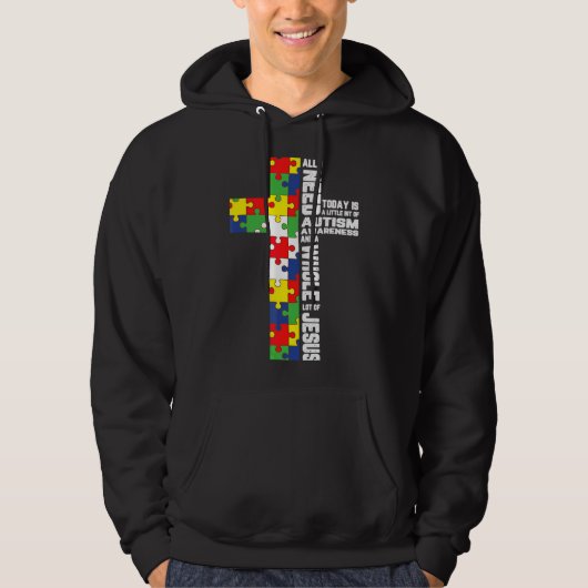 Veste À Capuche Sensibilisation sur l'autisme Jésus Croix Puzzle C (Devant)