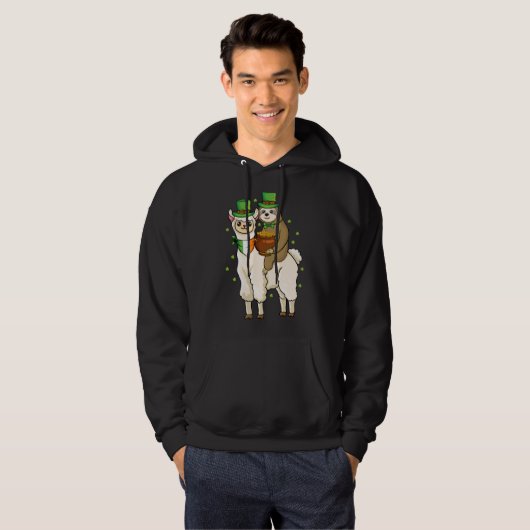Veste À Capuche Shamrock Alpaca Irish Sloth Riding Llama St Patron (Devant entier)