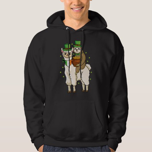 Veste À Capuche Shamrock Alpaca Irish Sloth Riding Llama St Patron (Devant)
