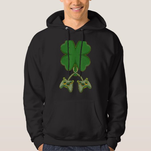 Veste À Capuche Shamrock Gamer Video Game Controller St patrick D (Devant)