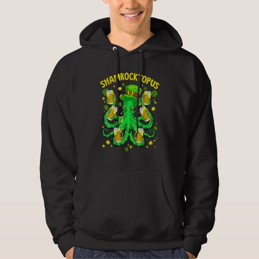 Veste À Capuche Shamrocktopus Funny Octopus Leprechaun St patrick (Devant)