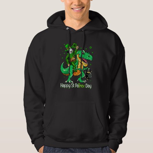 Veste À Capuche Sheepadoodle Riding Dinosaur Patricks Day Shamrock (Devant)