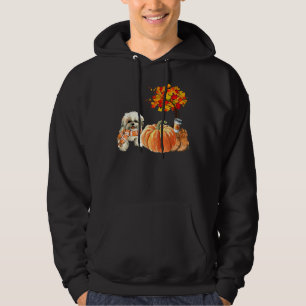 Veste À Capuche Shih Tzu Écarf Citrouille Épice Latte Automne Feui