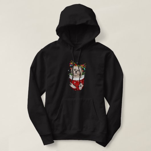 Veste À Capuche Shih Tzu Reindeer À Pocket Amoureux de les chiens  (Design devant)