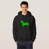 Veste À Capuche Silhouette Dachshund verte (Devant entier)