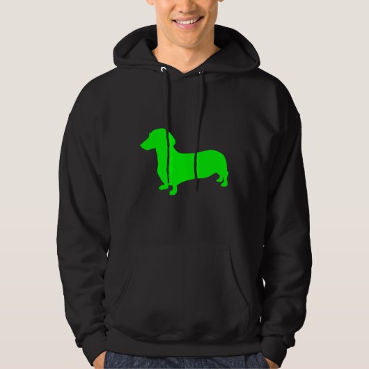 Veste À Capuche Silhouette Dachshund verte (Devant)