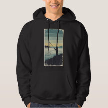 Silhouette de pêche vintage au bord du lac