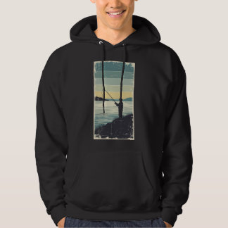 Veste À Capuche Silhouette de pêche vintage au bord du lac