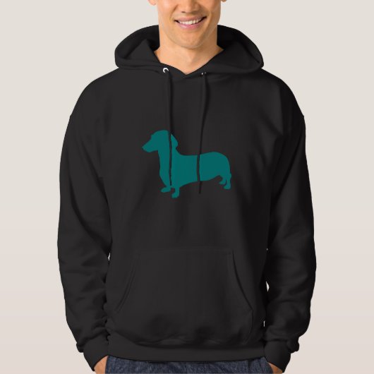 Veste À Capuche Silhouette turquoise Dachshund (Devant)