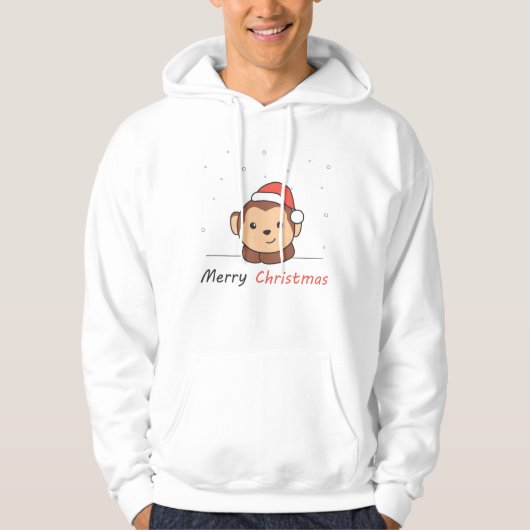 Veste À Capuche Singe Noël Neige Hiver Animaux Singes (Devant)