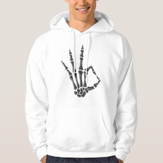 Veste À Capuche Skeleton Hand OK Sign Hoodie (Devant)
