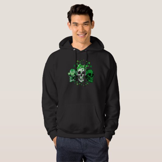 Veste À Capuche Skeleton Patrick's Day Green Day Skull Irish Shamr (Devant entier)