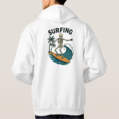 Veste À Capuche Skeleton Surfing Retro Beach Wave Design (Dos)