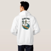 Veste À Capuche Skeleton Surfing Retro Beach Wave Design (Dos entier)