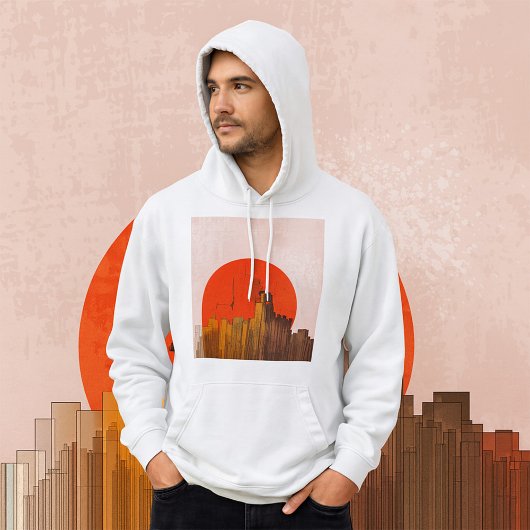 Veste À Capuche Skyline urbain avec Red Sun Grunge Cityscape