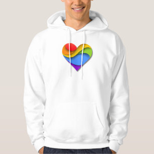 Veste À Capuche SlipperyJoe's cœur en forme arc-en-ciel rouge oran