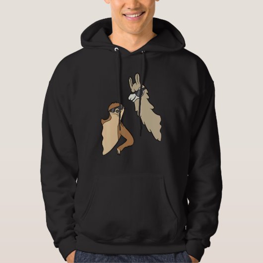Veste À Capuche Sloth Et Llama Avec Lunettes De Soleil Aiment Les  (Devant)