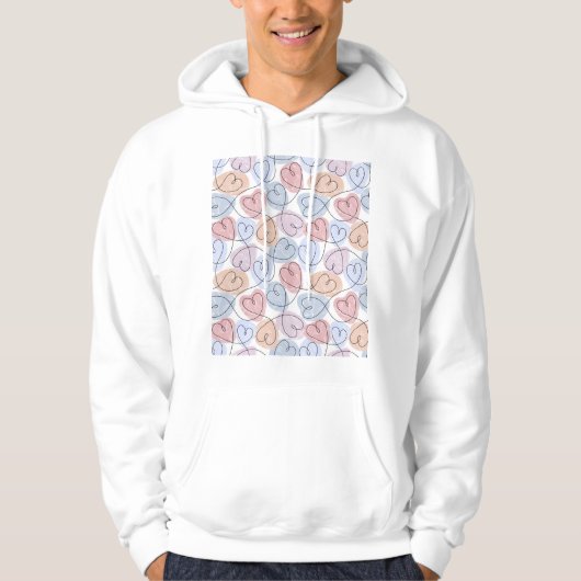Veste À Capuche Soft Hearts : Continuous Line Valentine's (Devant)