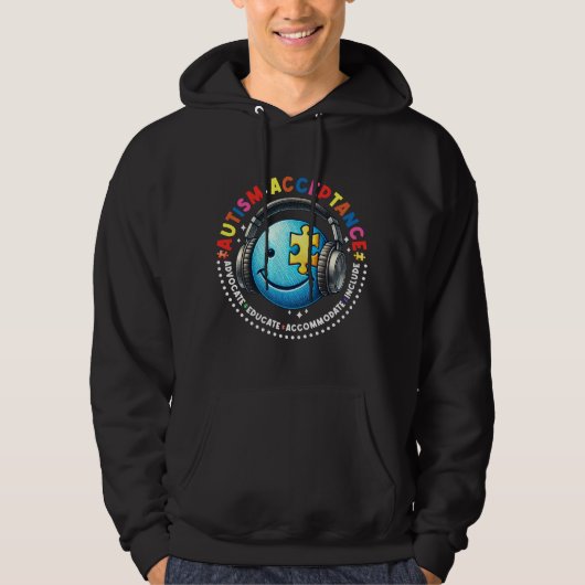 Veste À Capuche sourire d'acceptation de l'autisme (Devant)