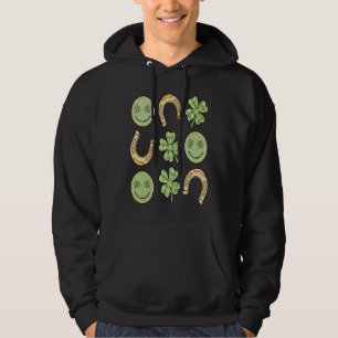 Veste À Capuche Sourires Rétro Fer à Cheval & trèfle à 4 feuilles
