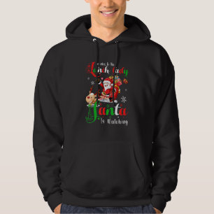 Veste À Capuche Soyez Gentil À La Déjeuner Lady Père Noël Regarde 
