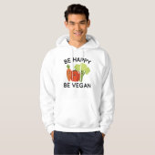 Veste À Capuche Soyez Heureux Soyez Végétalien (Devant entier)