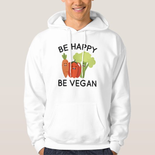 Veste À Capuche Soyez Heureux Soyez Végétalien (Devant)
