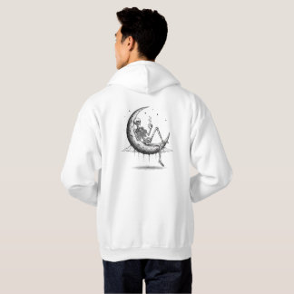 Veste À Capuche Squelette sur la Lune avec du Café – Nuit Gothique