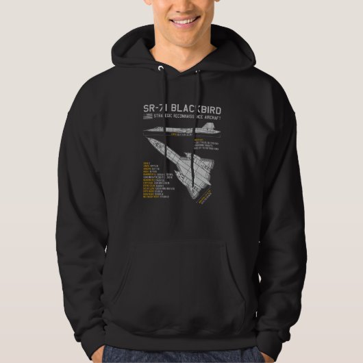 Veste À Capuche SR-71 Blackbird Avion Spy Plane Blueprint Data (Devant)