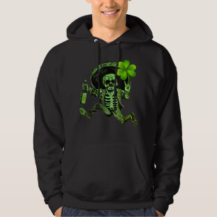 Veste À Capuche St Patrick Day Skeleton Boire Vin Clover Shamr