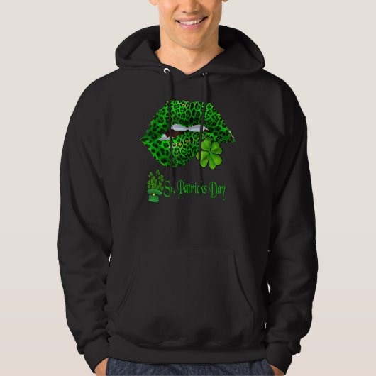 Veste À Capuche St Patrick's Attrapez cette verte lèvres Empreinte (Devant)