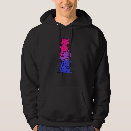 Veste À Capuche Stack Bisexual Pride Bi Drapeau Lgbt Cute Kitten (Devant)
