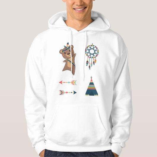 Veste À Capuche Stick Ours Indien Set Teepee Cute (Devant)